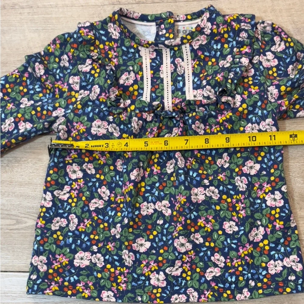 Baby Boden Jersey Cord Ruffled Long Sleeve Top Size 2-3 Years